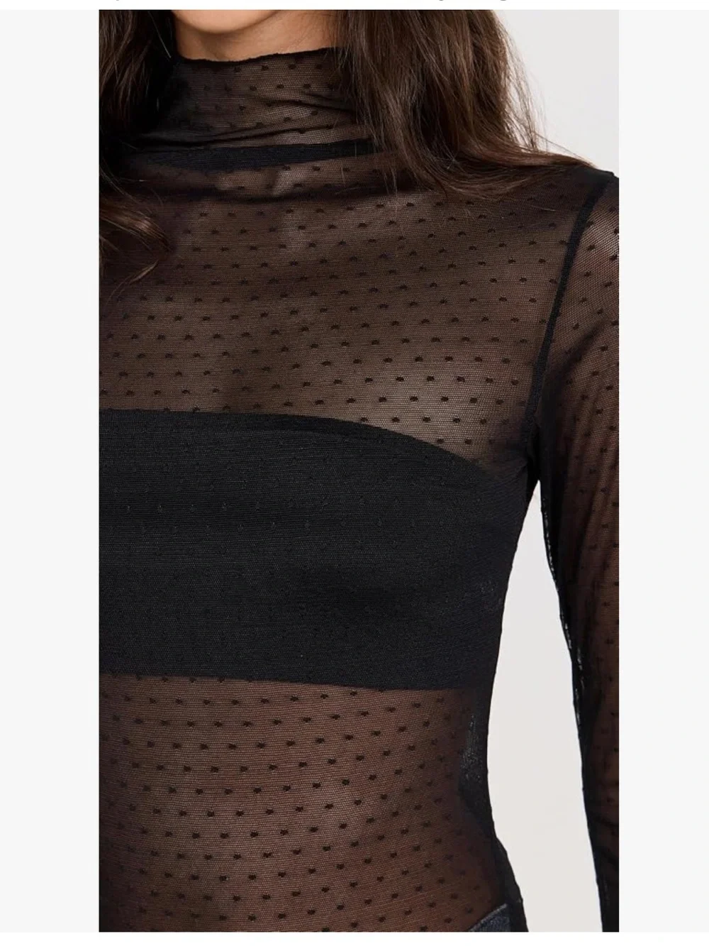 Free People On the Dot Black sheer layering top